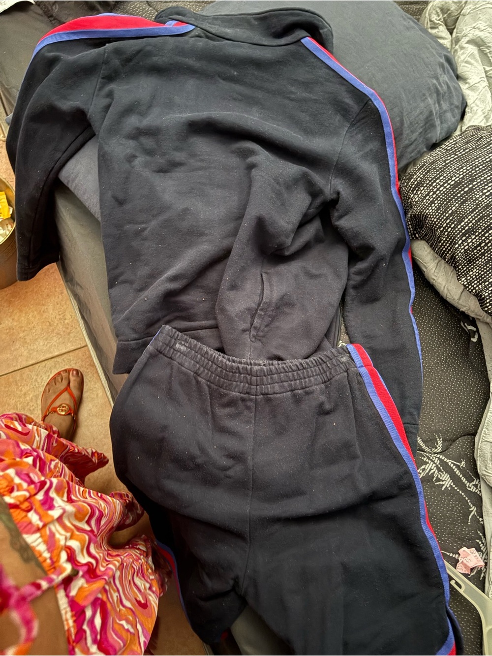 Gucci Kids Black Sweatpants with Red & Blue Side Stripes